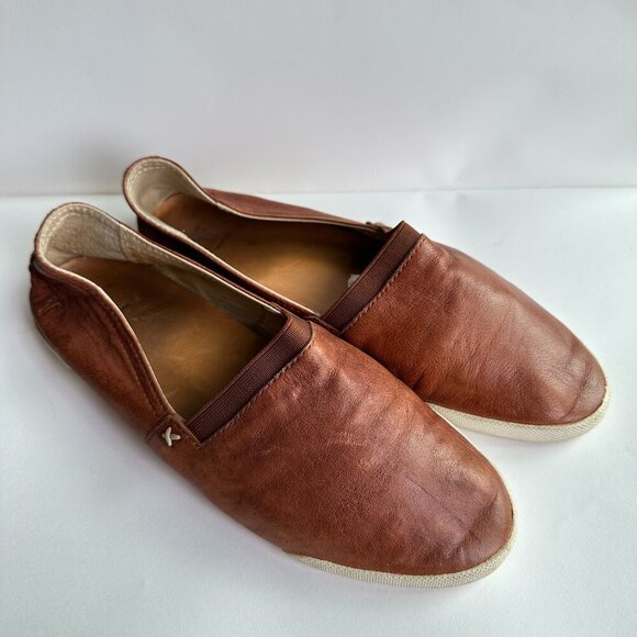 Frye Women's Size 8 Melanie Slip On Cognac Leather Casual Minimalist Comfort - Picture 1 of 7
